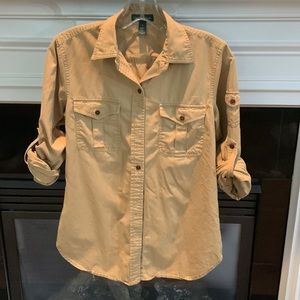 POS1300 LRL Lauren Jeans Co Khaki Blouse Size S